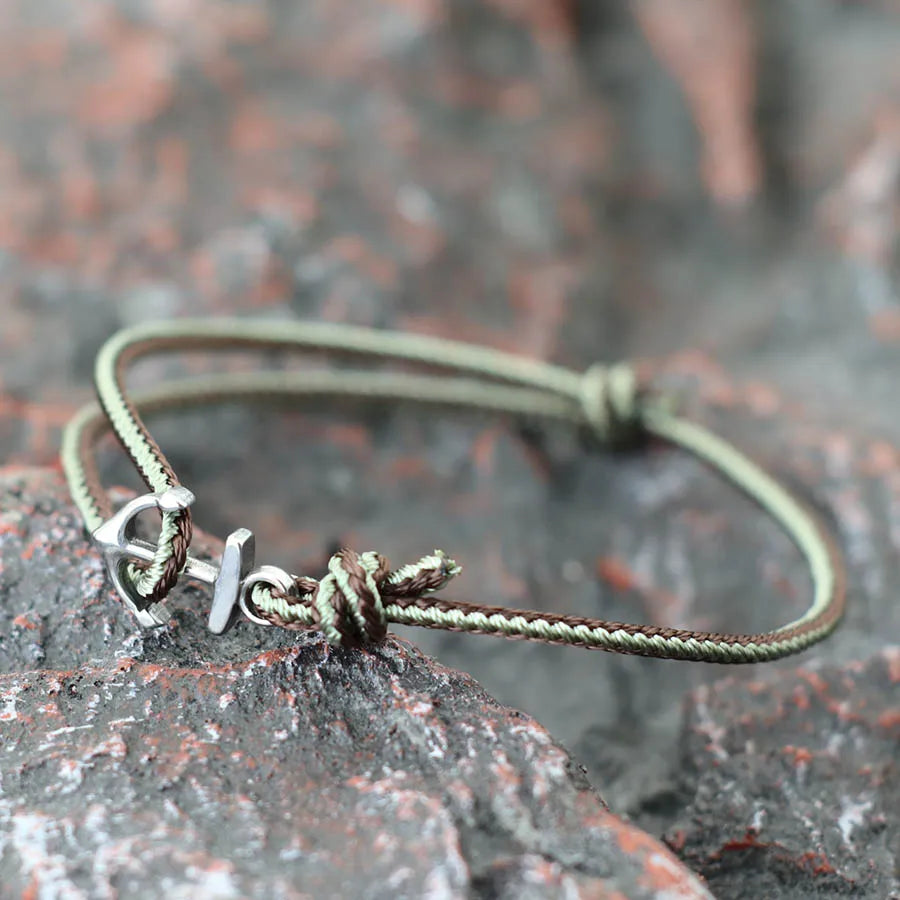 Light green marine anchor bracelet