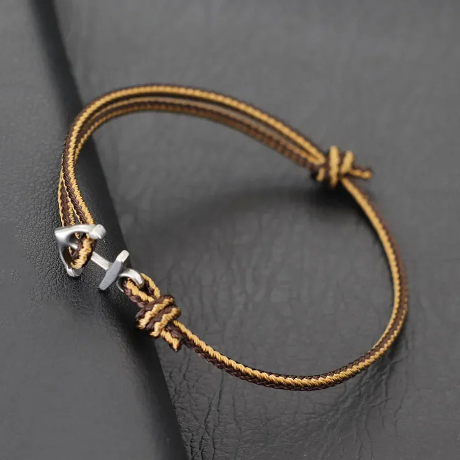 Brown marine anchor bracelet