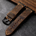 Men's Apple Watch Strap in Thick Brown and Black Leather
