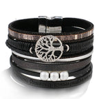 Tree of Life ID Bracelet in Black Leather