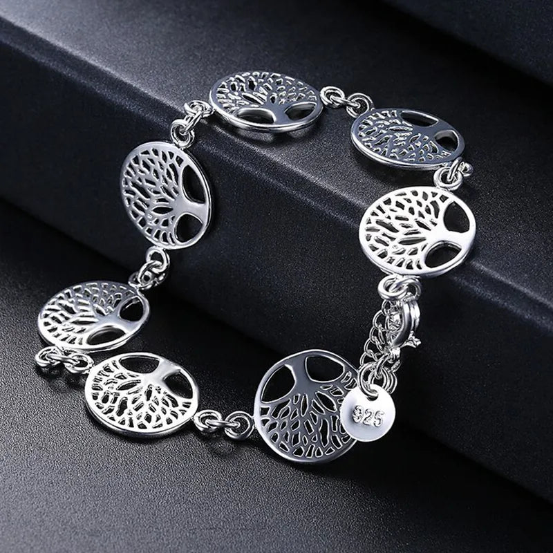 Women's Tree of Life Silver ID Bracelet