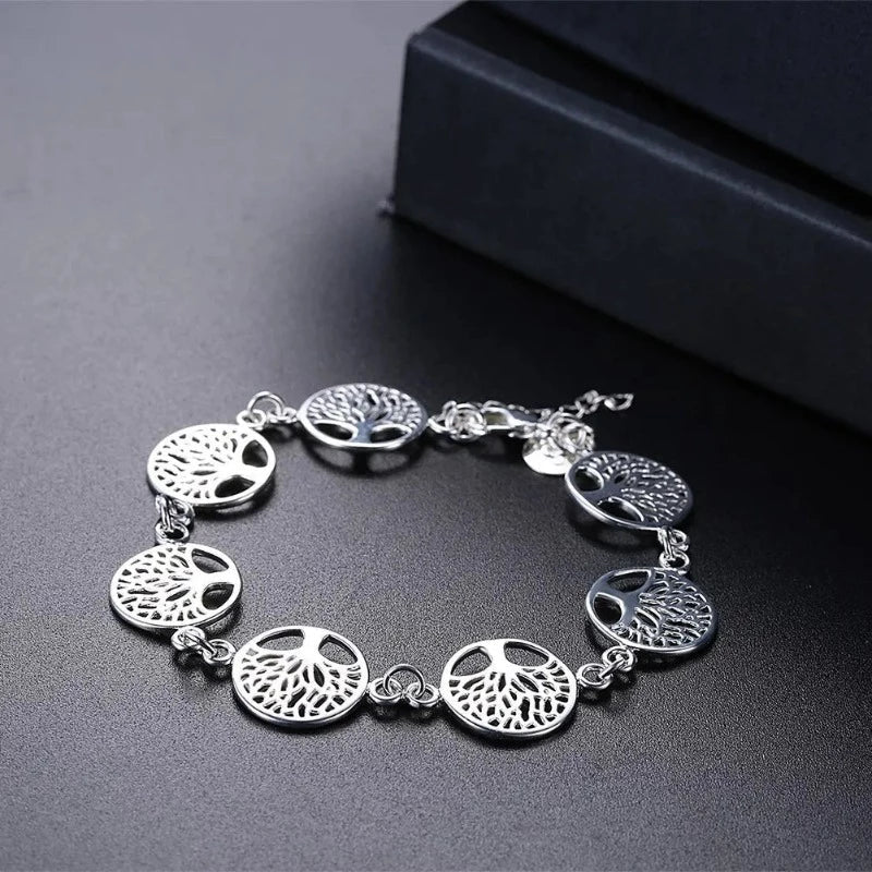 Women's Tree of Life Silver ID Bracelet