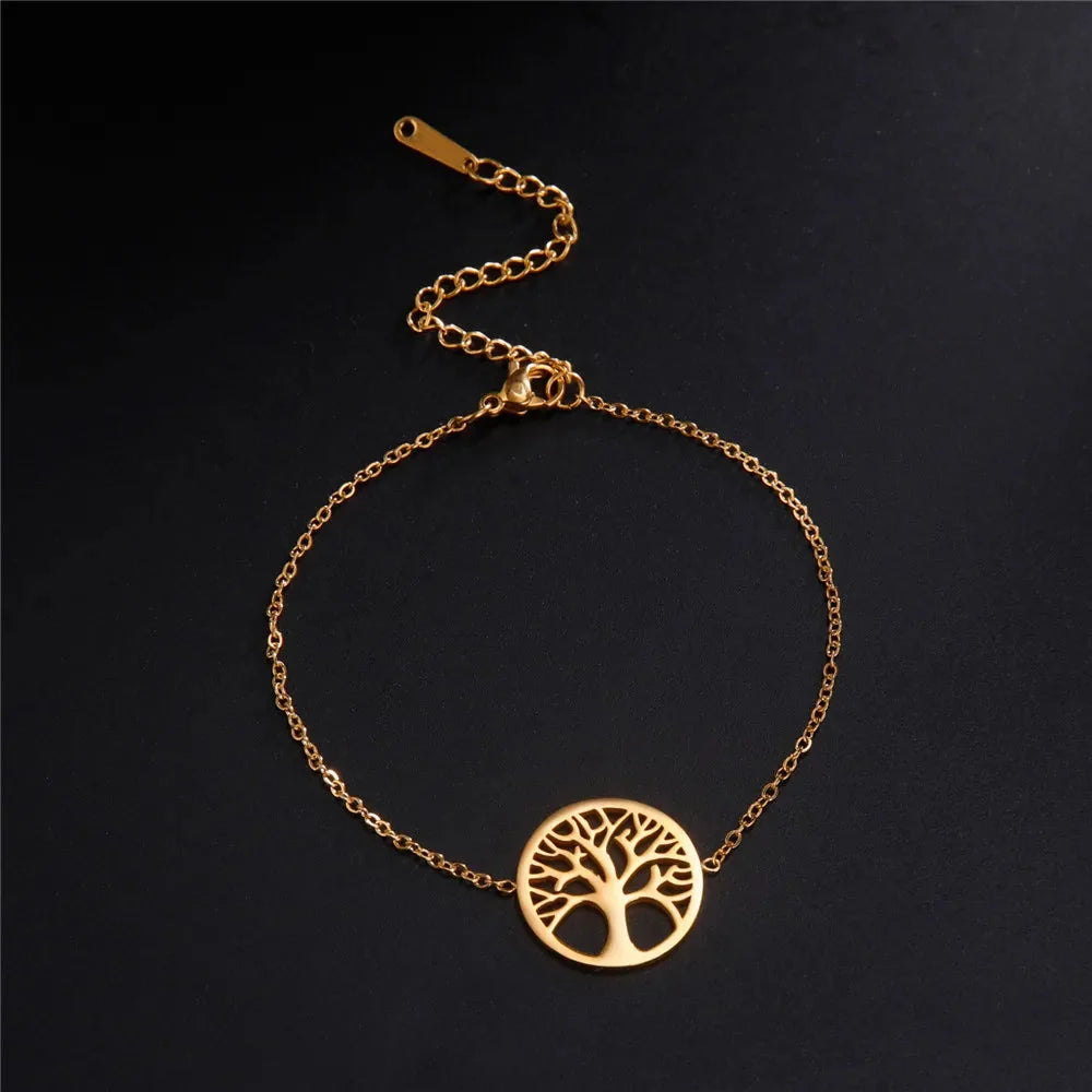 Fine Gold Tree of Life Chain Bracelet for Women