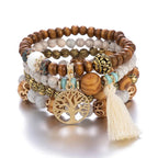 Tree of Life Chain Bracelet for Women, White Beads
