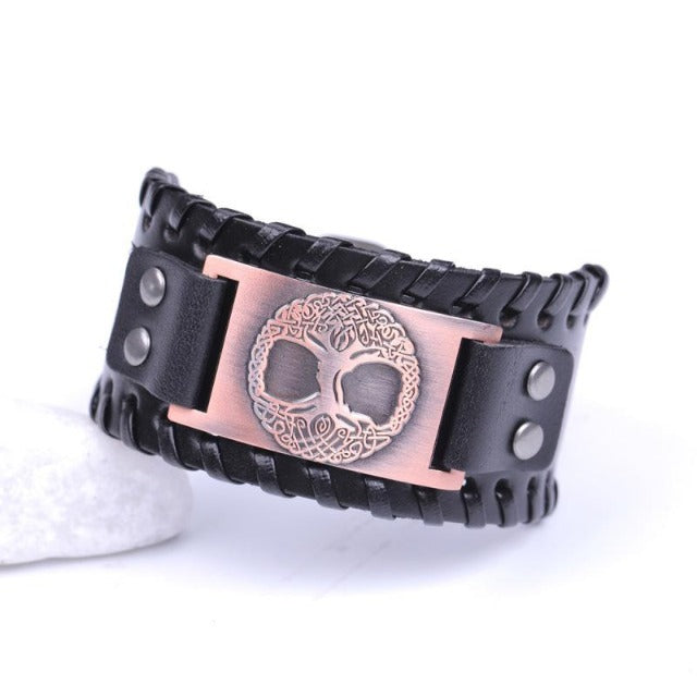 Men's Black and Copper Tree of Life Bracelet