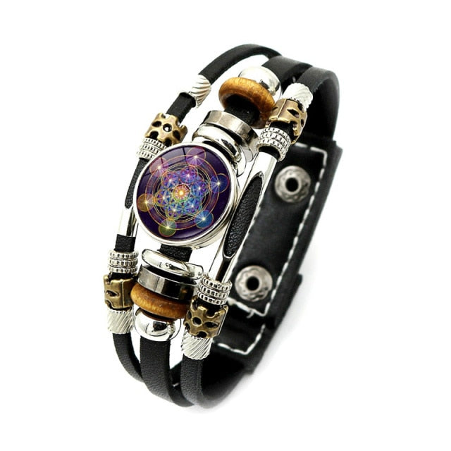 Metatron Archangel Leather Chain Bracelet