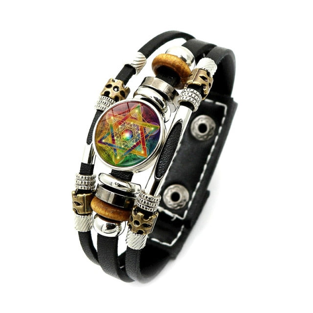 Metatron Archangel Leather Chain Bracelet