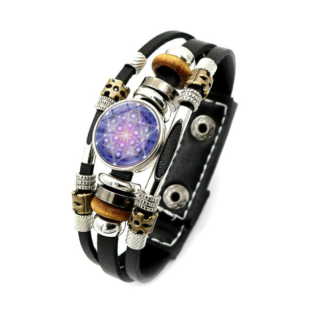 Metatron Archangel Leather Chain Bracelet