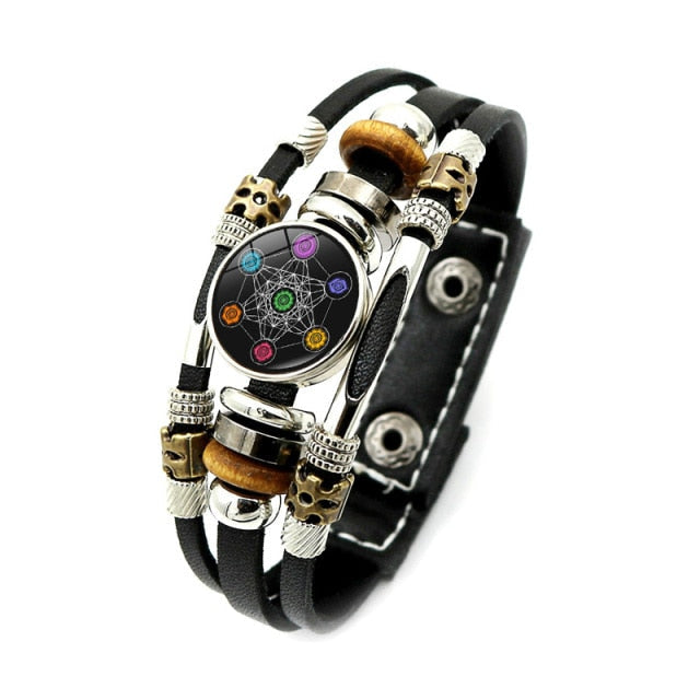 Metatron Archangel Leather Chain Bracelet