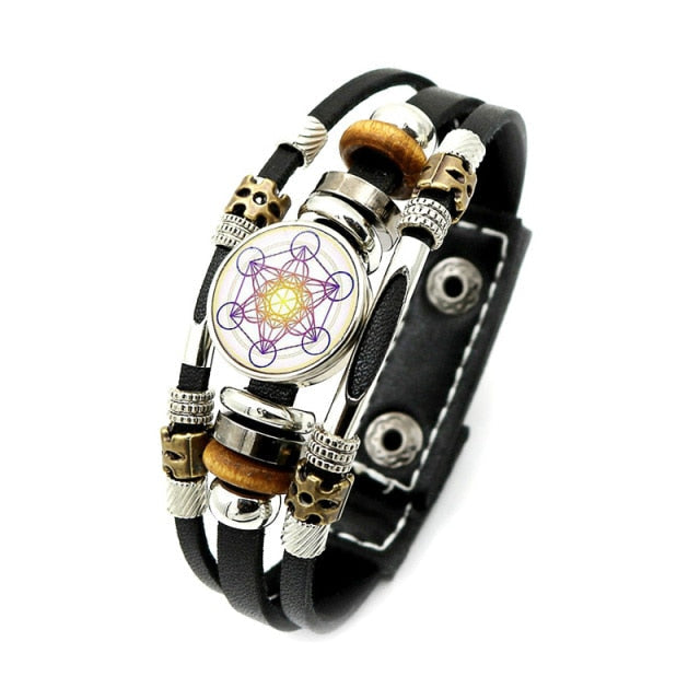 Metatron Archangel Leather Chain Bracelet