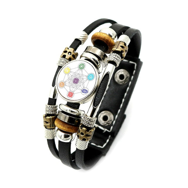 Metatron Archangel Leather Chain Bracelet