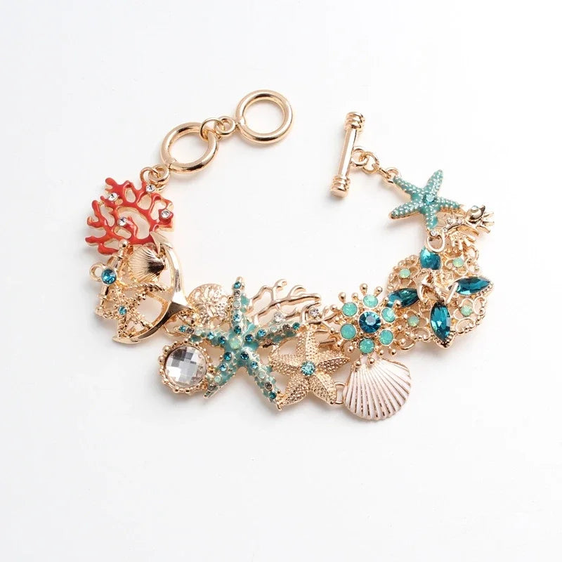 Bracelet with red-colored shells