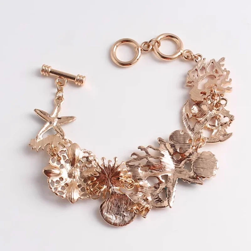 Bracelet with red-colored shells