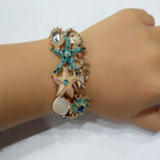 Bracelet with blue-colored shells