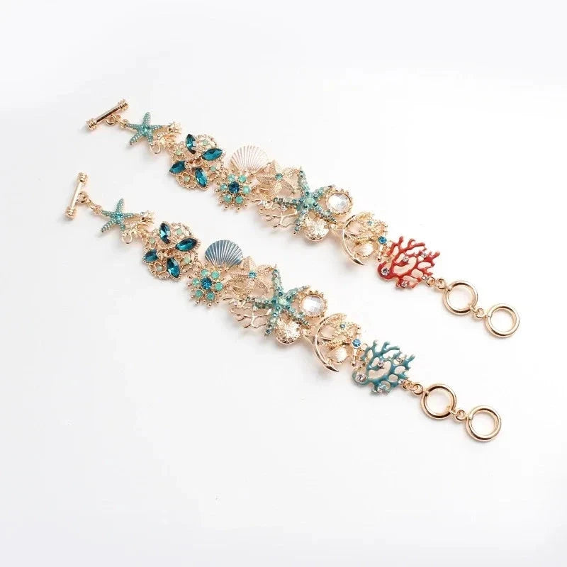 Bracelet with red-colored shells