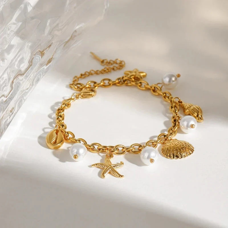 Bracelet with Shells and White Beads