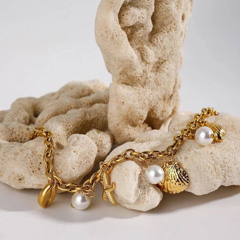 Bracelet with Shells and White Beads