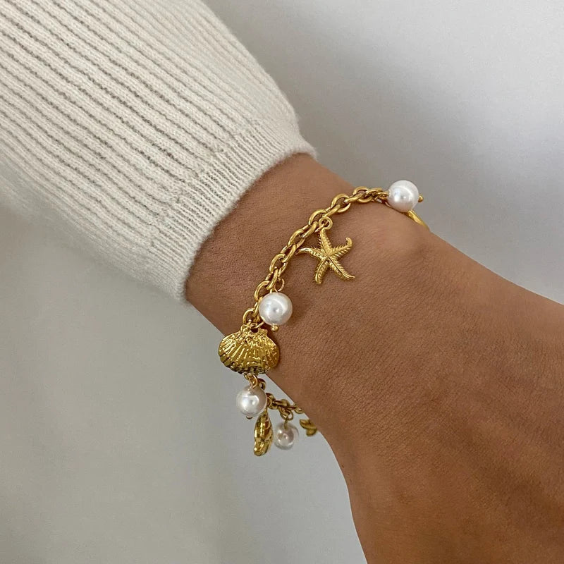 Bracelet with Shells and White Beads