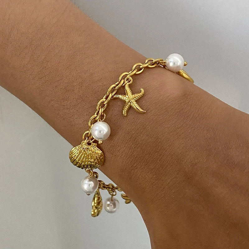 Bracelet with Shells and White Beads
