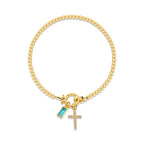Bracelet with cross and birthstone