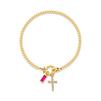Bracelet with cross and birthstone