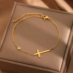 Bracelet with Cross for Women Gold & Silver