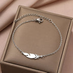 Charm Bracelet with Silver Feather