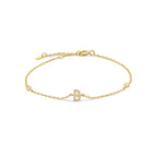 Bracelet with gold rhinestone initial b
