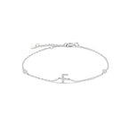 Bracelet with silver rhinestone initial f