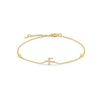 Bracelet with gold rhinestone initial f