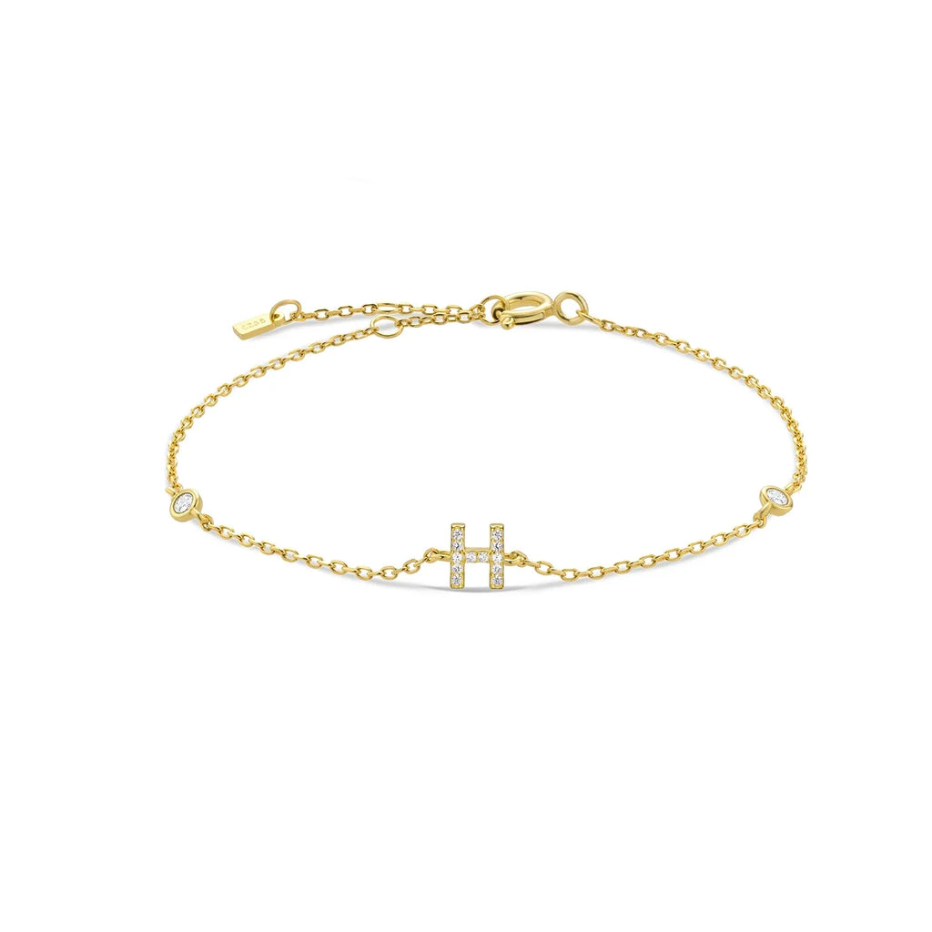 Bracelet with gold rhinestone initial h