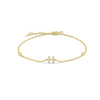 Bracelet with gold rhinestone initial h