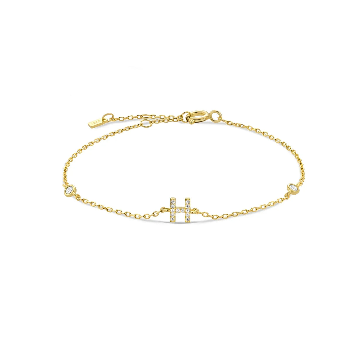 Bracelet with gold rhinestone initial h
