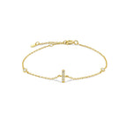 Bracelet with gold rhinestone initial i