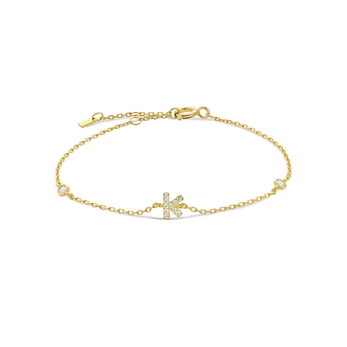 Bracelet with gold rhinestone initial k