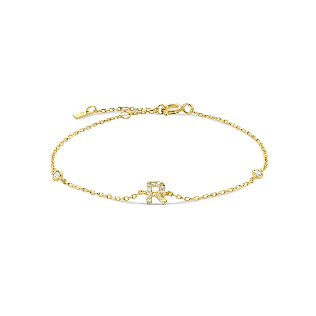 Gold rhinestone initial bracelet r
