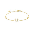 Gold rhinestone initial bracelet u
