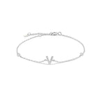 Bracelet with silver rhinestone initial v