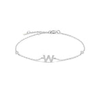 Bracelet with silver rhinestone initial w