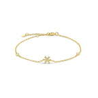 Bracelet with gold rhinestone initial x