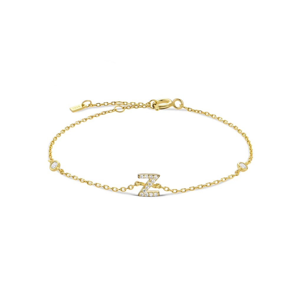 Bracelet with gold rhinestone initial z