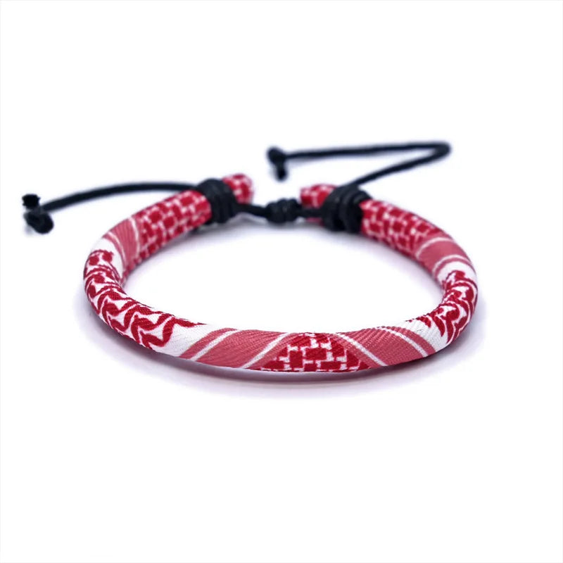 Bracelet with Arabic keffiyeh pattern for men or women red
