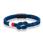 Rope-tied bracelet with the blue French flag