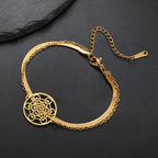 Bracelet with Metatron's Cube Pendant in gold