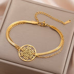 Bracelet with Metatron's Cube Pendant in gold