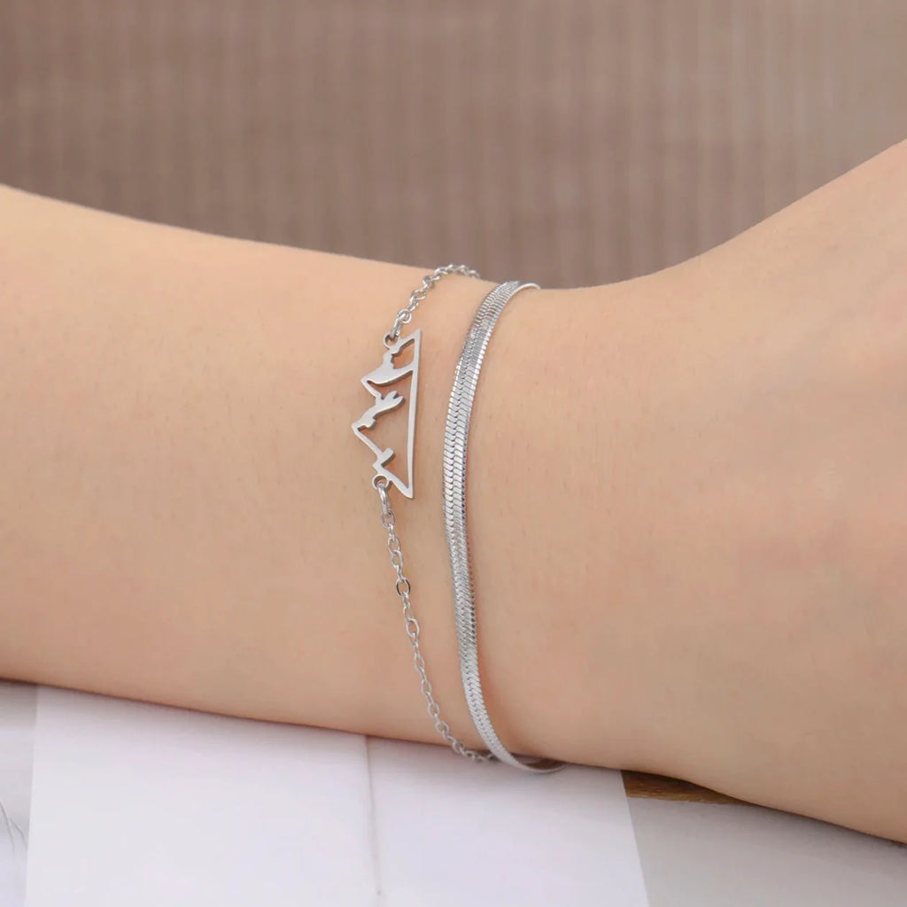 Mountain Pendant Bracelet for Women in silver