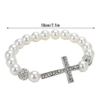 Bracelet with White Beads and Cross