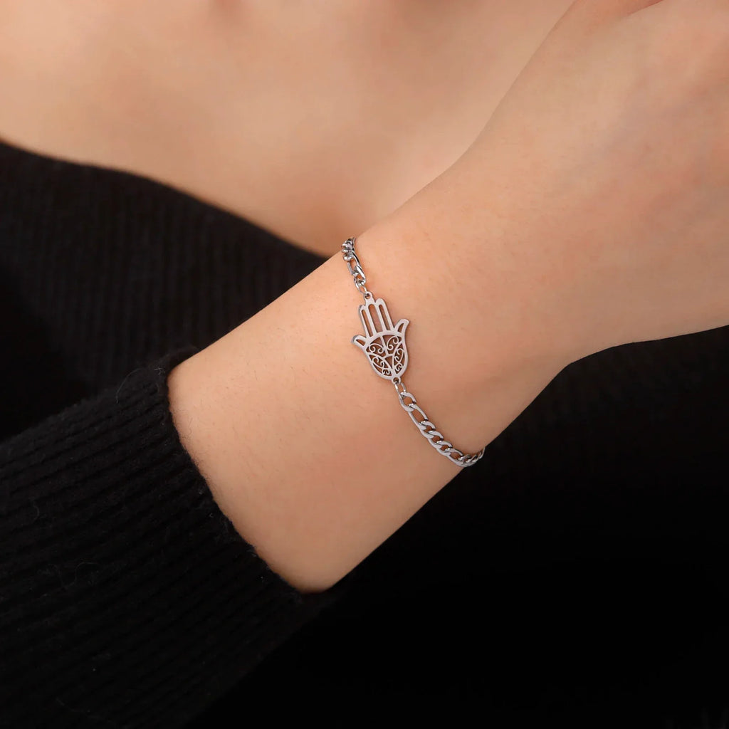 Bracelet with Hamsa hand in gold or silver Arabic silver