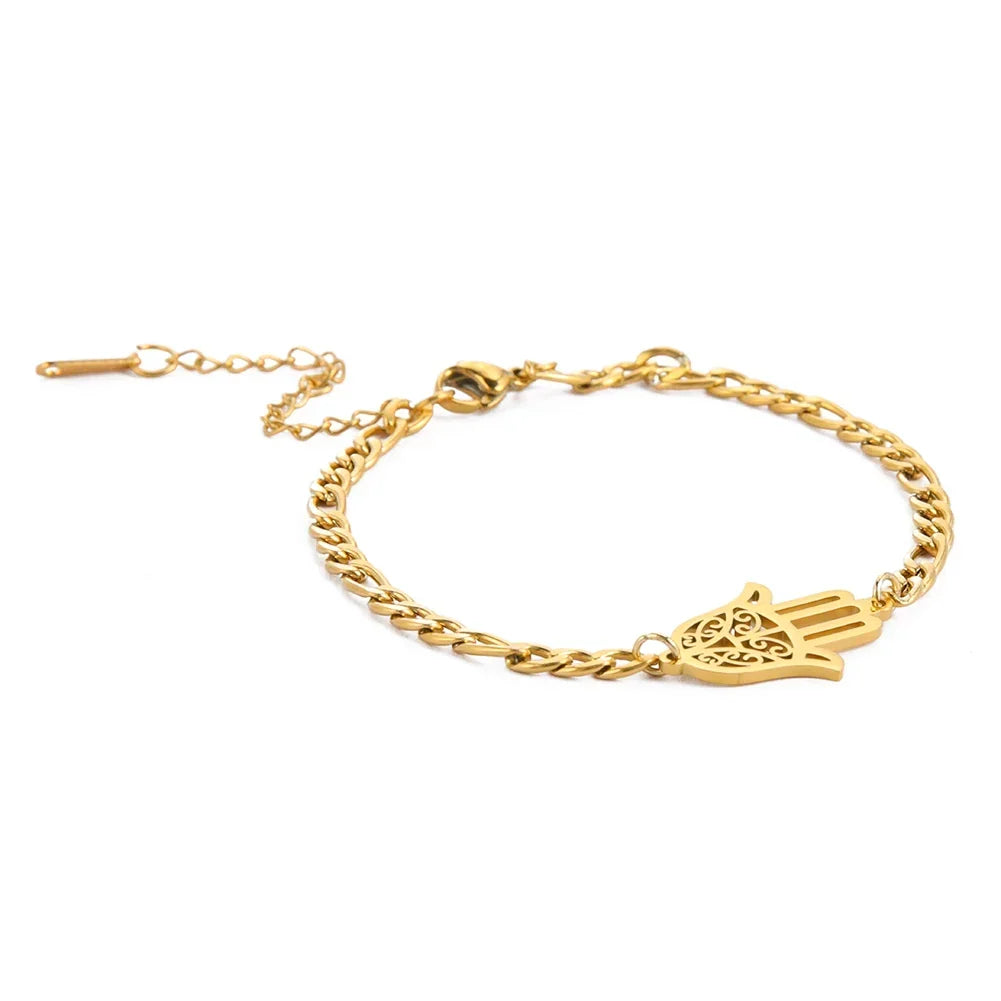 Bracelet with Hamsa hand in gold or silver Arabic gold