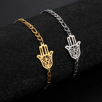 Bracelet with Hamsa hand in gold or silver Arabic gold